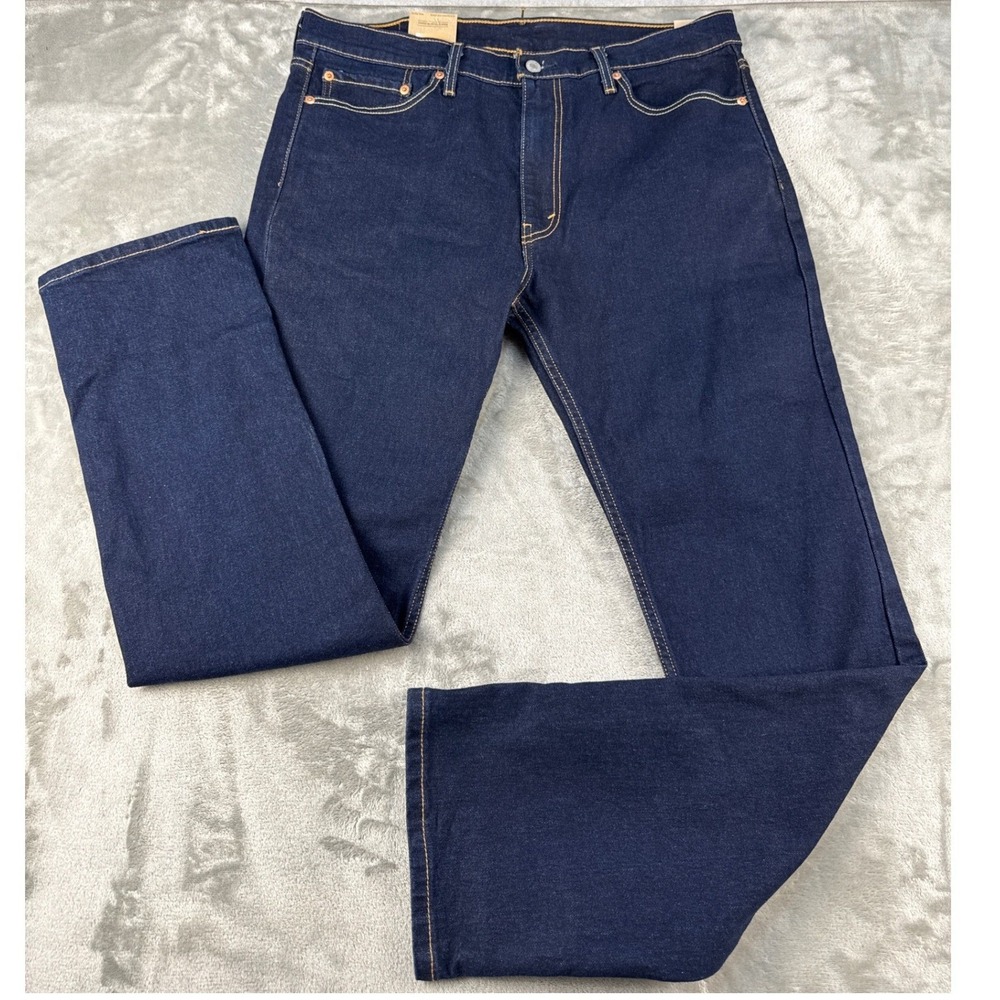 Levi Jeans Mens 36x32 513 Slim Straight Dark Indigo Stretch NEW